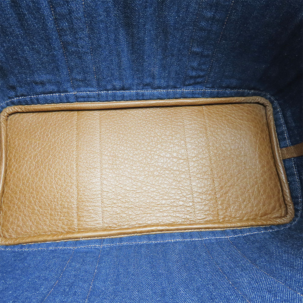 HERMES Tote Bag Denim, Leather Navy Garden party PM unisex(Unisex) Used