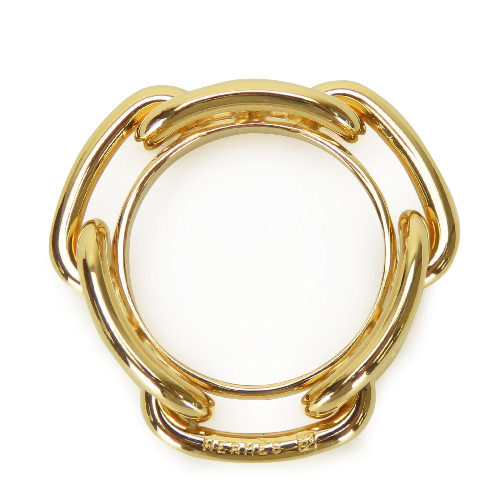 HERMES Scarf ring metal gold Chene Dunkle Women Used