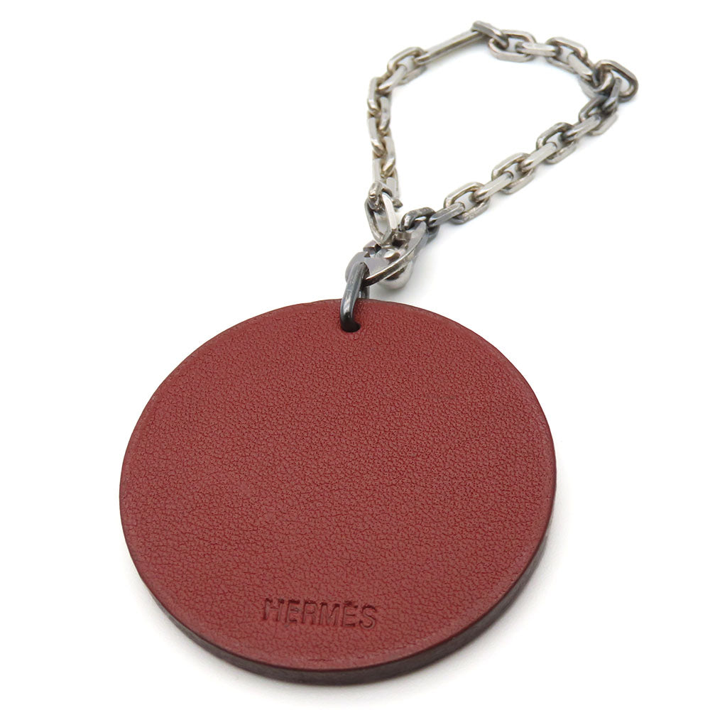 HERMES Bag charm Leather, Silver925 Brown Women Used