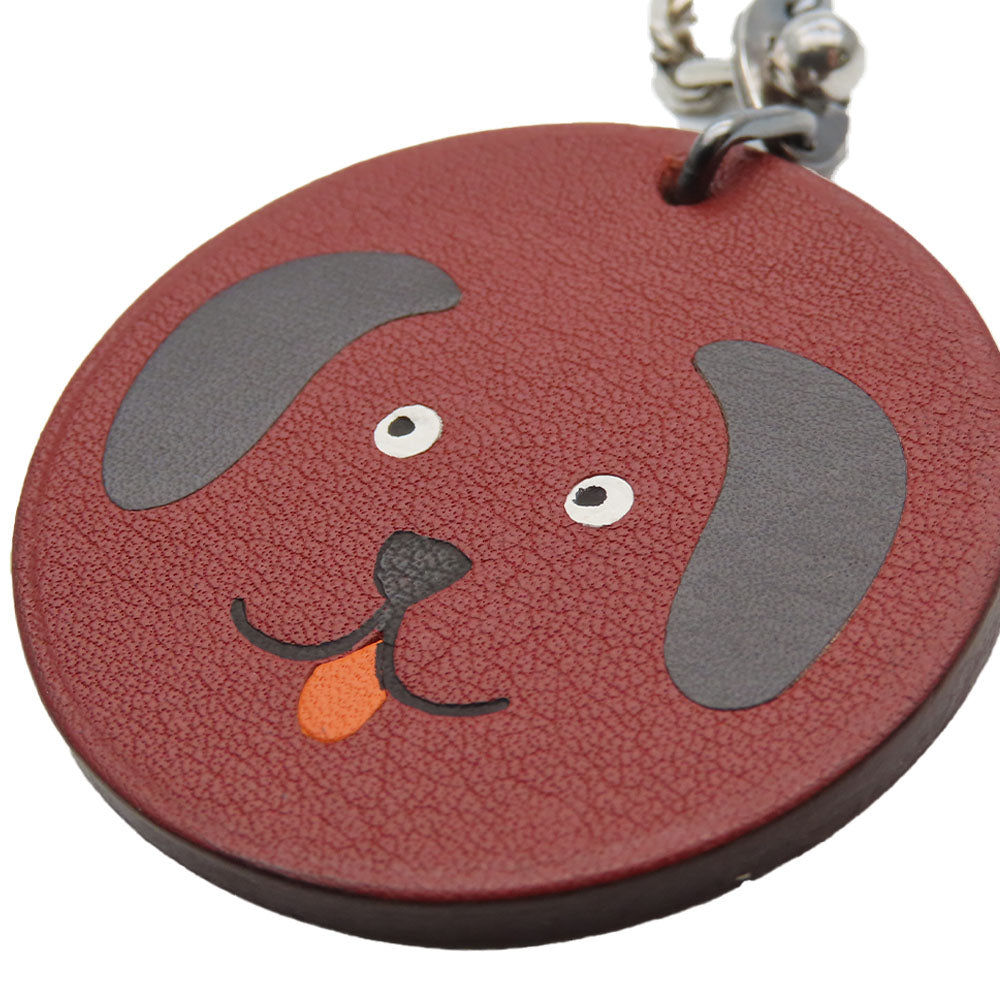 HERMES Bag charm Leather, Silver925 Brown Women Used