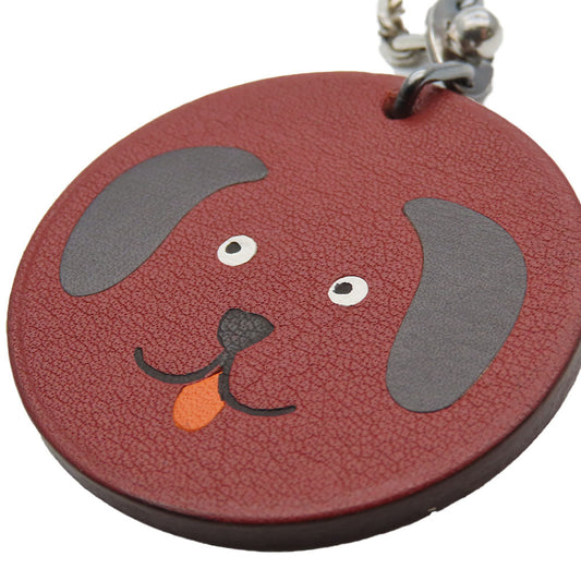 HERMES Bag charm Leather, Silver925 Brown Women Used