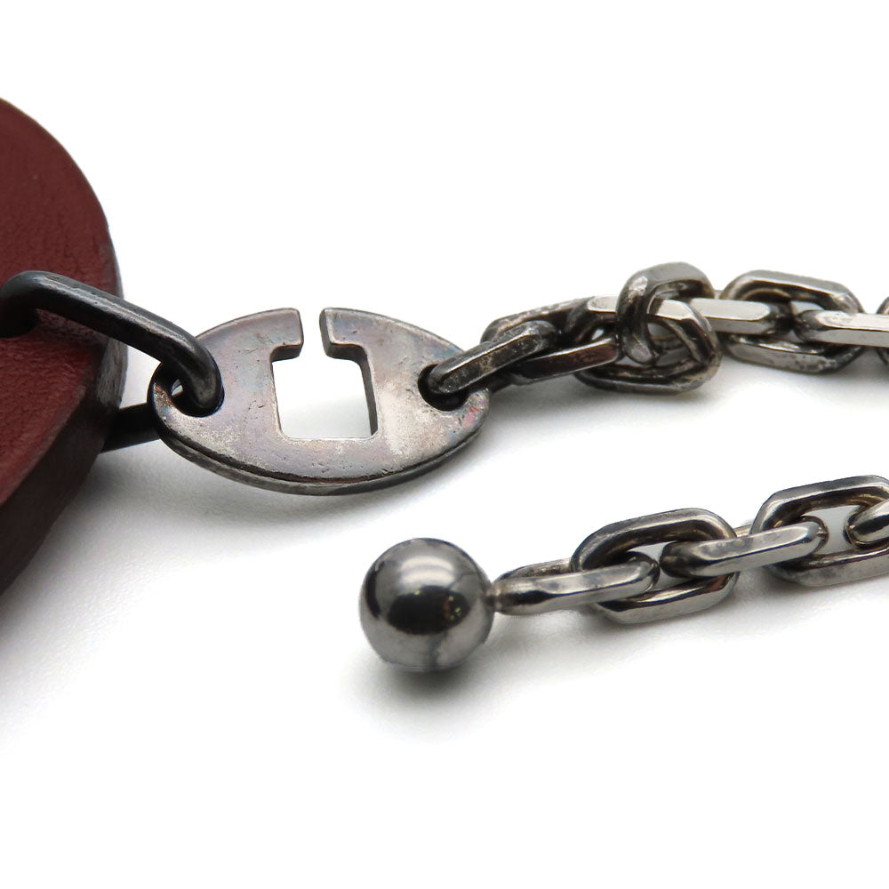 HERMES Bag charm Leather, Silver925 Brown Women Used