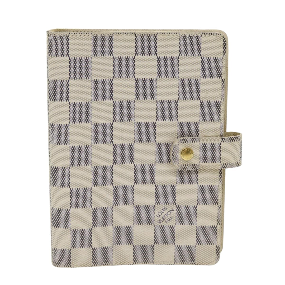 LOUIS VUITTON Damier Azur Agenda MM Day Planner Cover R20707 LV Auth 83749