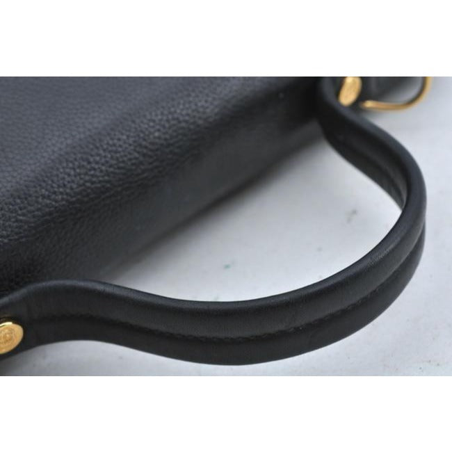 Gucci Padlock Bag Way Top Handle With Strap Black Smooth Leather Satchel