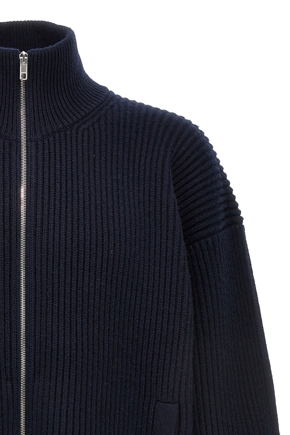 Gucci Men Logo Embroidery Ribbed Cardigan