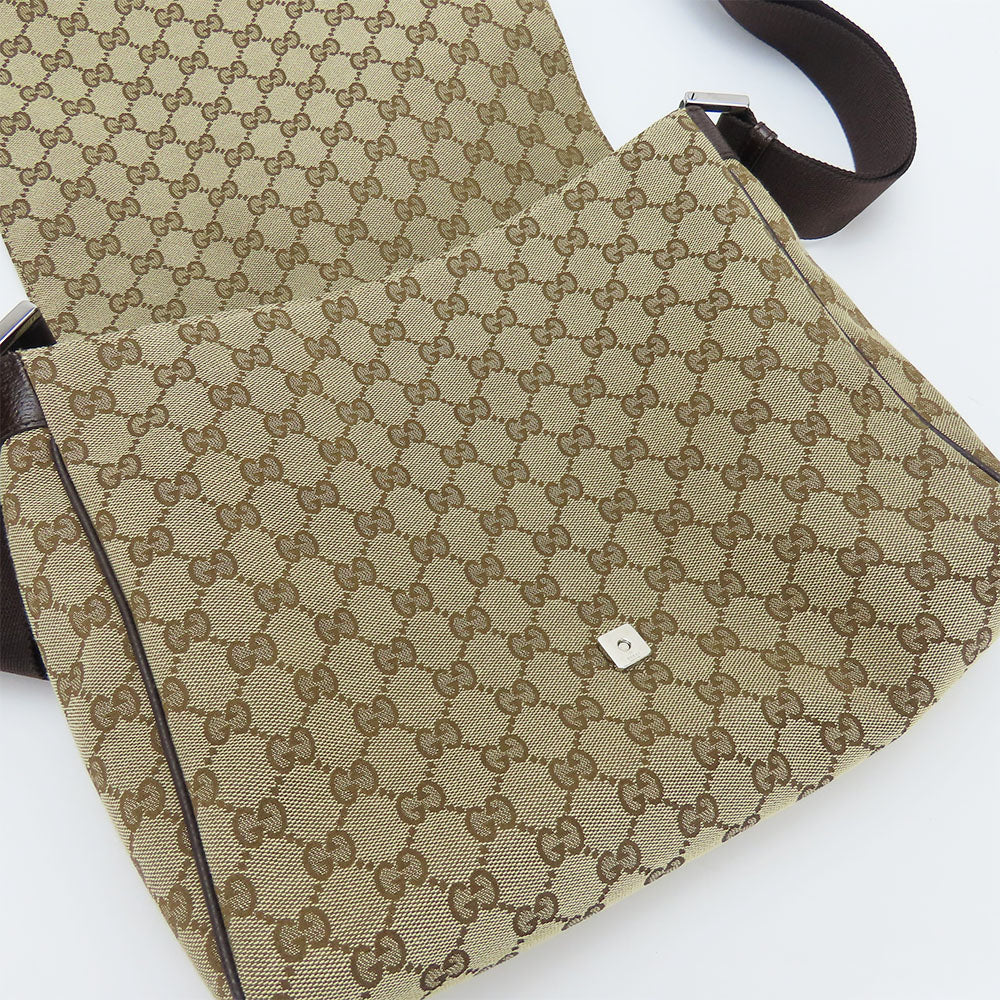 GUCCI Shoulder Bag 146236 GG canvas, leather beige unisex(Unisex) Used