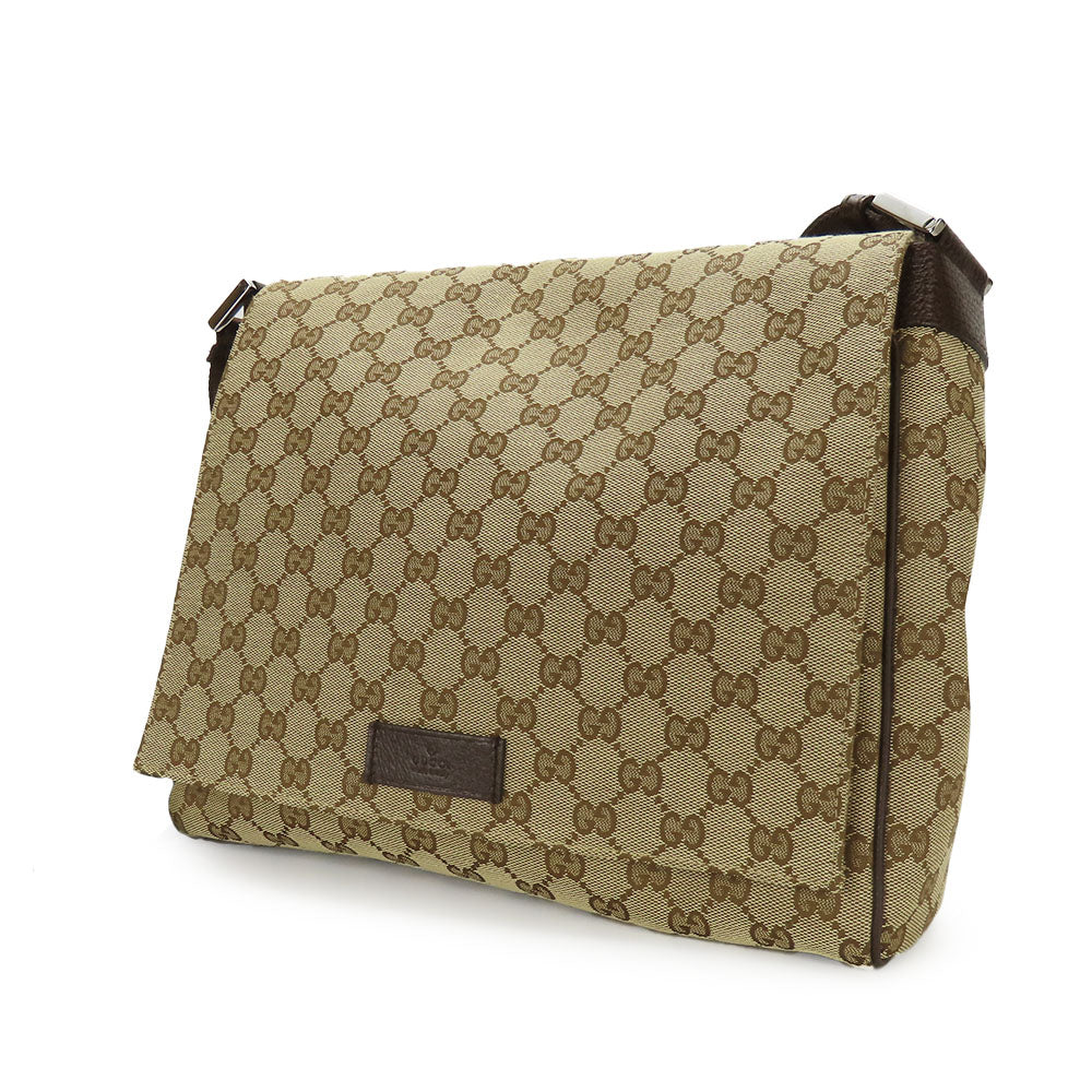 GUCCI Shoulder Bag 146236 GG canvas, leather beige unisex(Unisex) Used