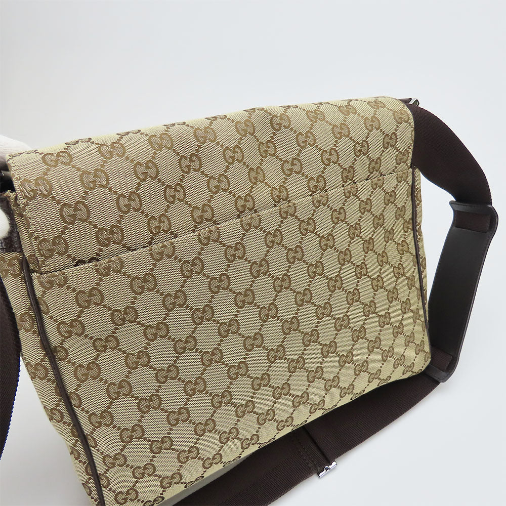 GUCCI Shoulder Bag 146236 GG canvas, leather beige unisex(Unisex) Used