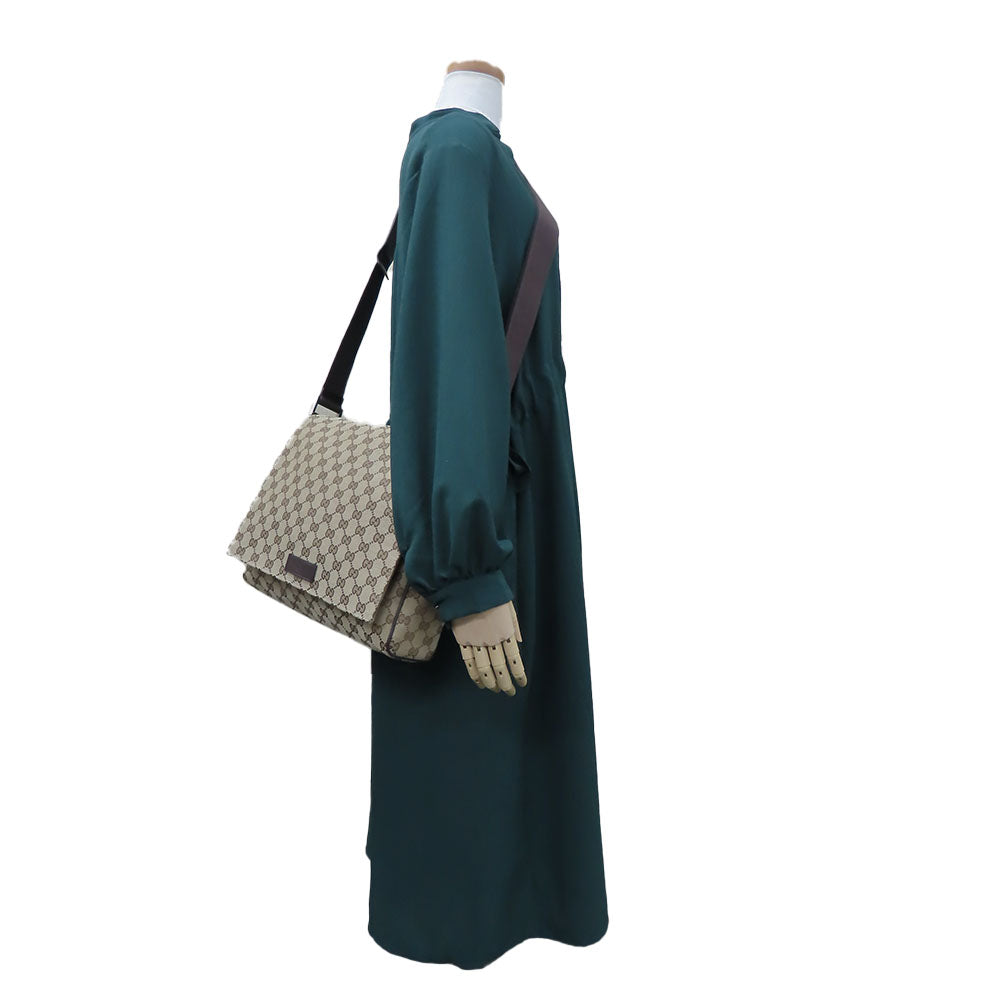 GUCCI Shoulder Bag 146236 GG canvas, leather beige unisex(Unisex) Used