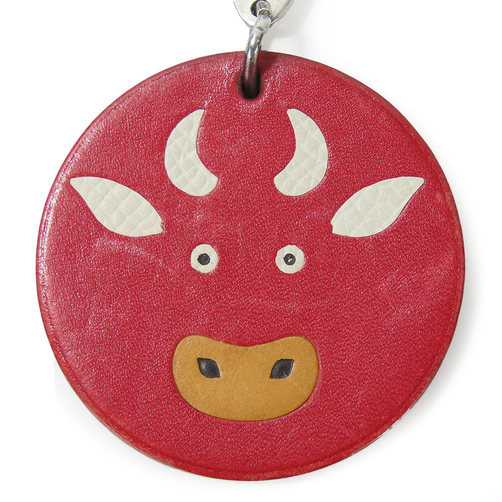 HERMES Bag charm Leather, Silver925 Red animal Women Used