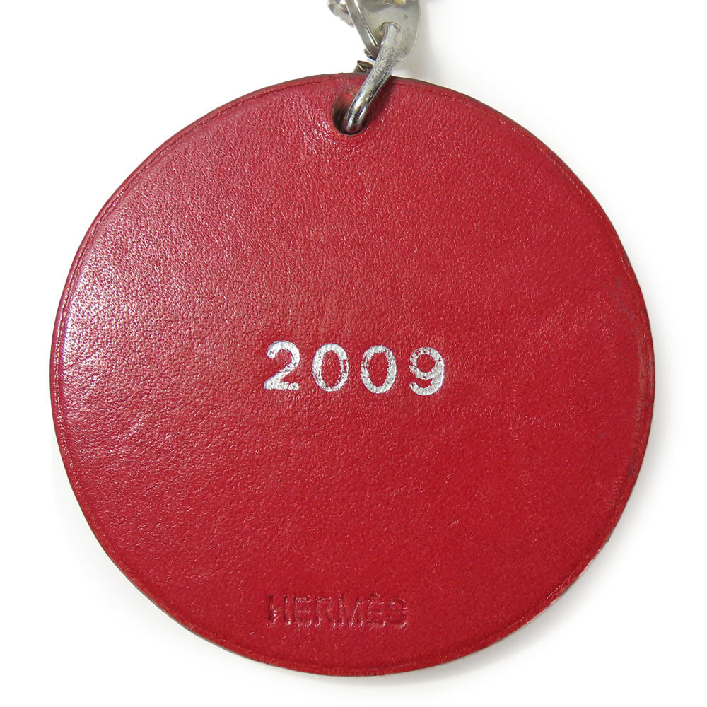 HERMES Bag charm Leather, Silver925 Red animal Women Used