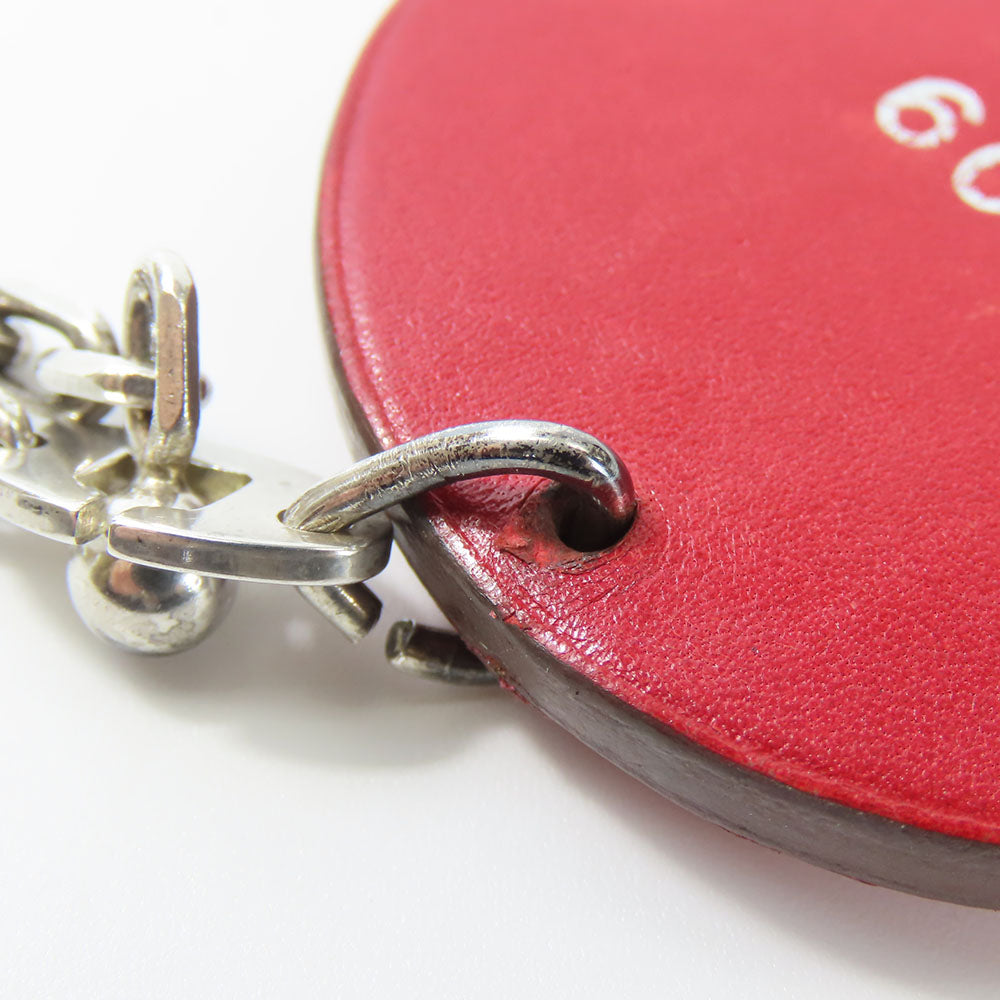 HERMES Bag charm Leather, Silver925 Red animal Women Used