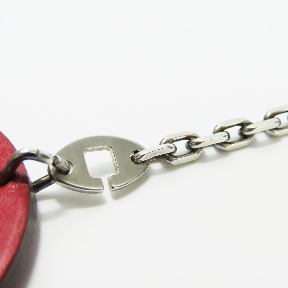 HERMES Bag charm Leather, Silver925 Red animal Women Used