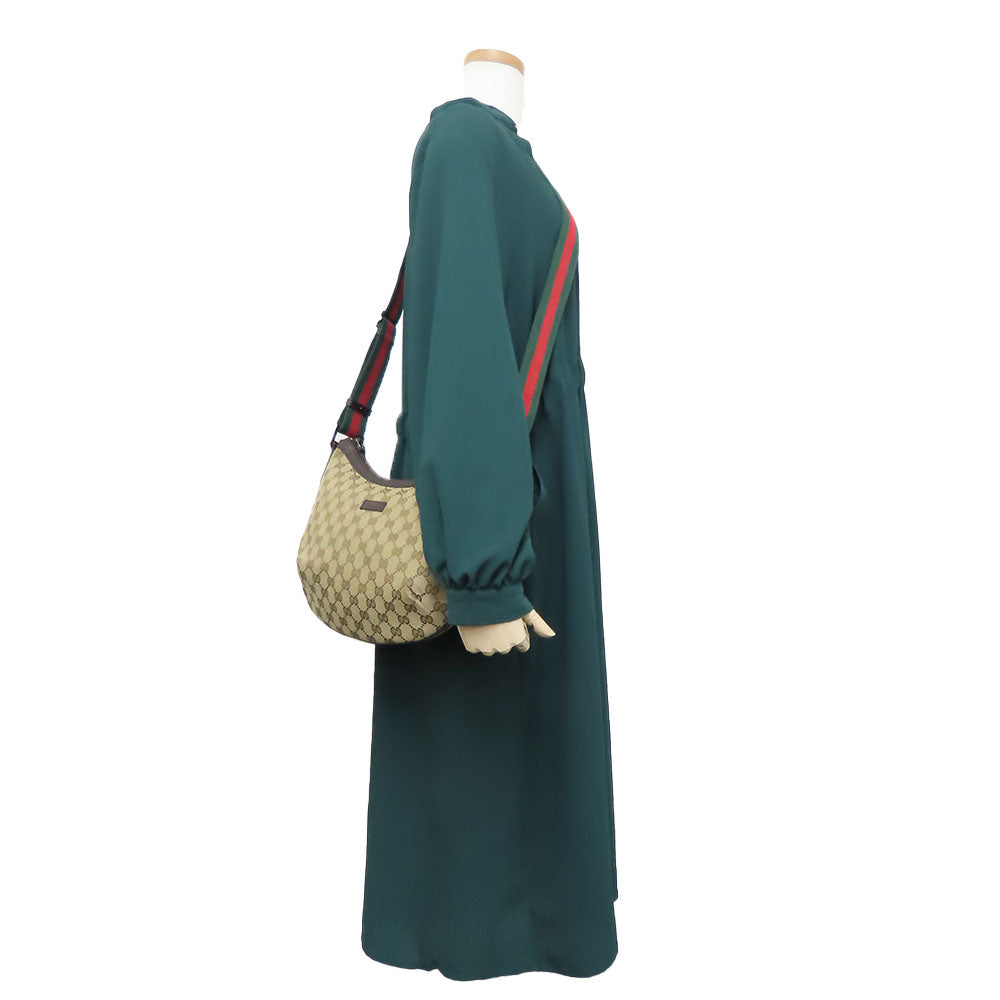 GUCCI Shoulder Bag 182092 GG canvas, leather beige Sherry line Women Used
