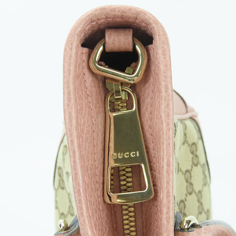 GUCCI Handbag 449241 Leather, GG canvas pink Women Used