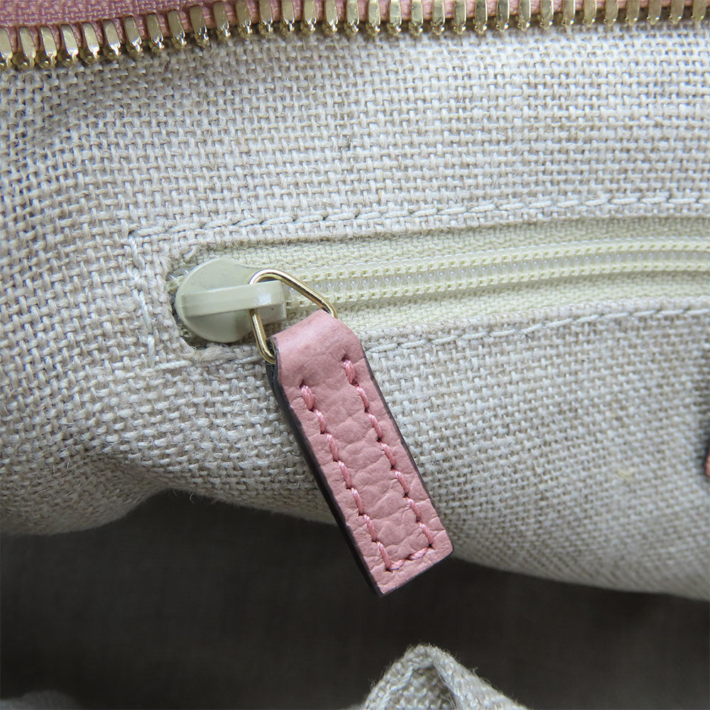 GUCCI Handbag 449241 Leather, GG canvas pink Women Used
