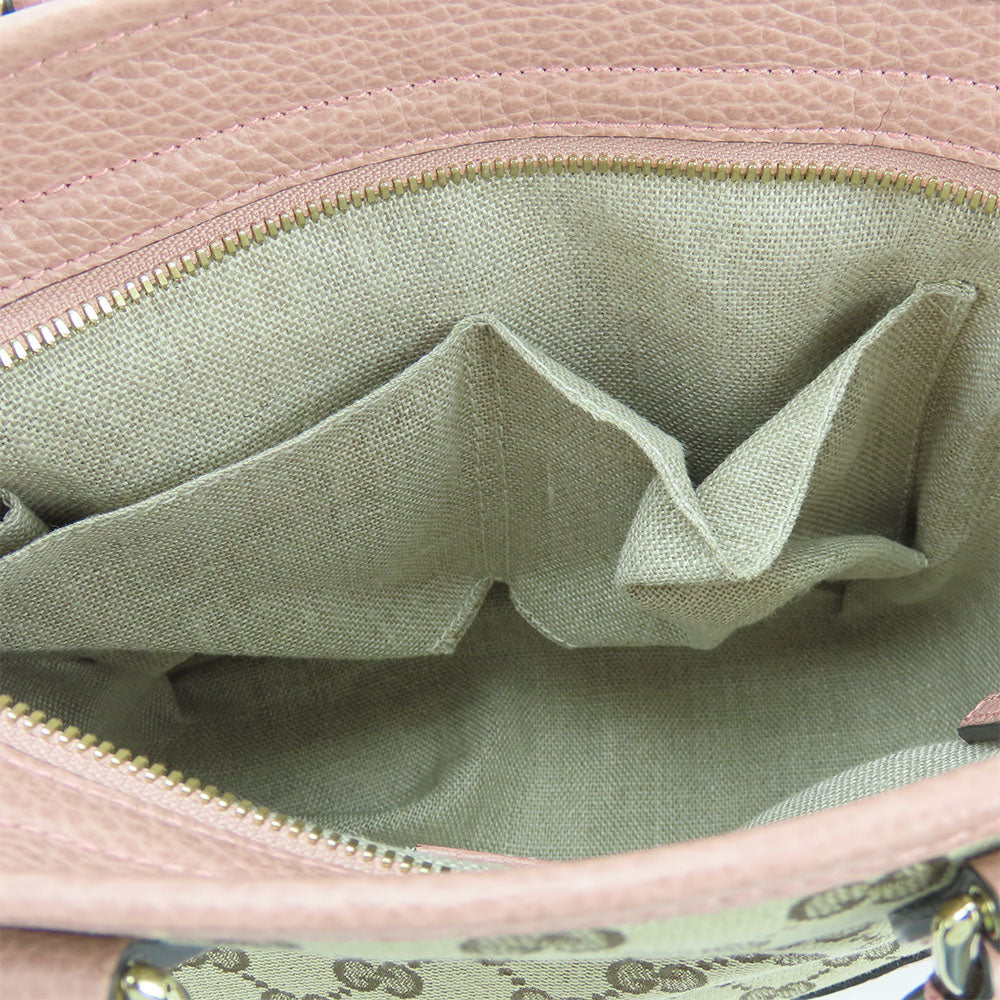 GUCCI Handbag 449241 Leather, GG canvas pink Women Used