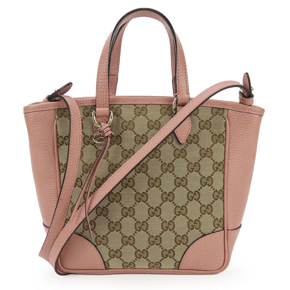 GUCCI Handbag 449241 Leather, GG canvas pink Women Used