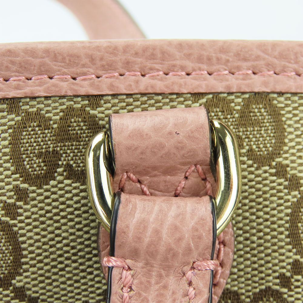 GUCCI Handbag 449241 Leather, GG canvas pink Women Used