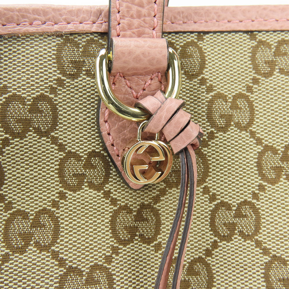 GUCCI Handbag 449241 Leather, GG canvas pink Women Used