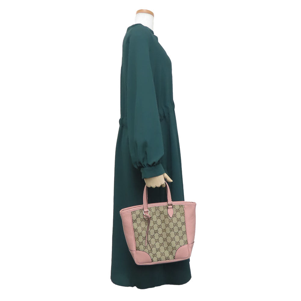 GUCCI Handbag 449241 Leather, GG canvas pink Women Used