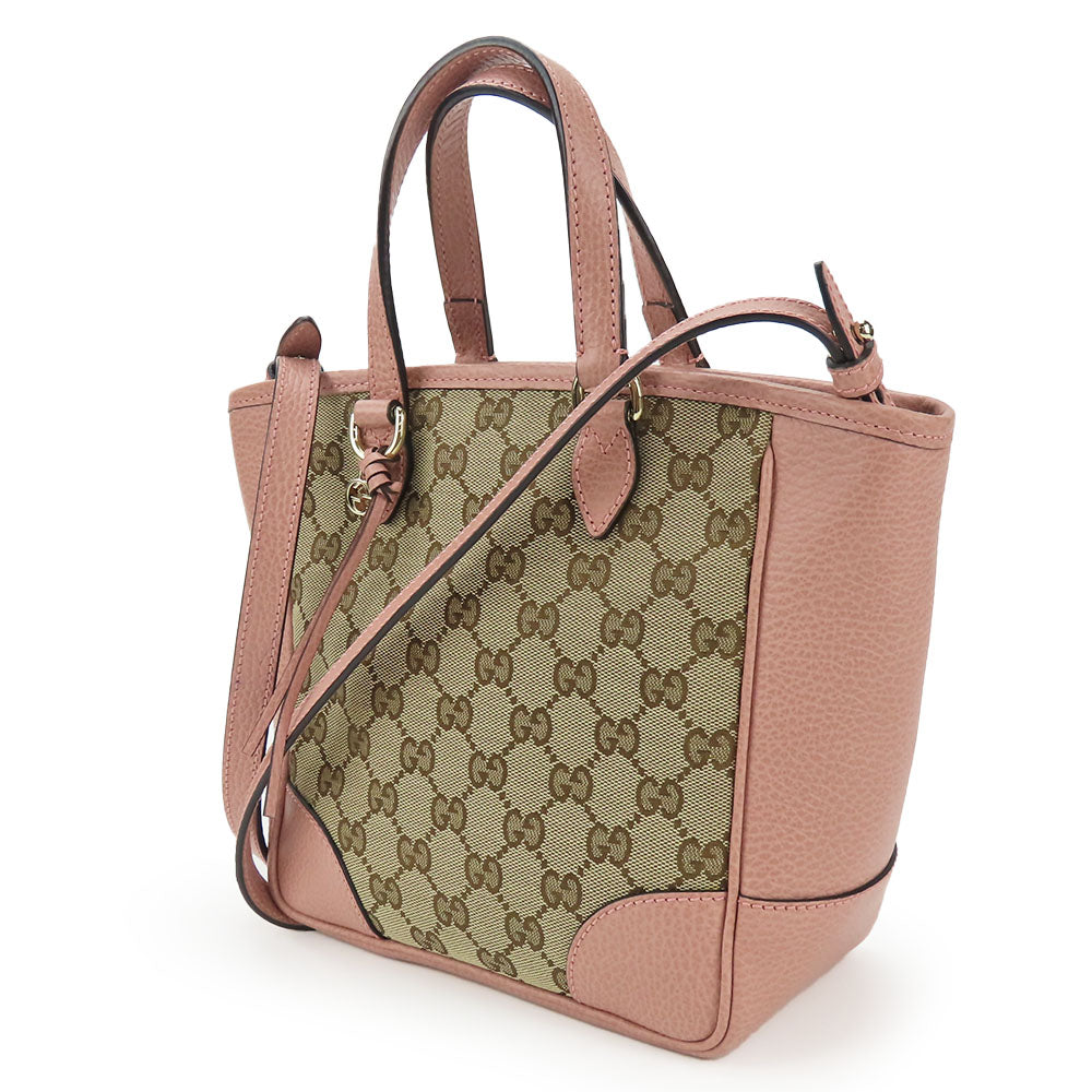 GUCCI Handbag 449241 Leather, GG canvas pink Women Used