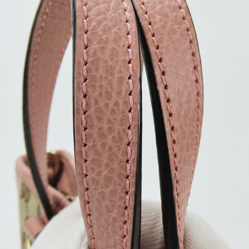GUCCI Handbag 449241 Leather, GG canvas pink Women Used