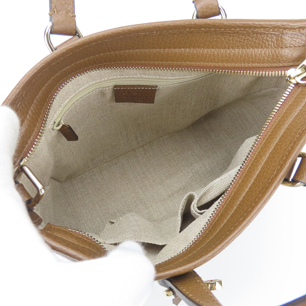 GUCCI Handbag 449241 Leather, GG canvas Brown Women Used
