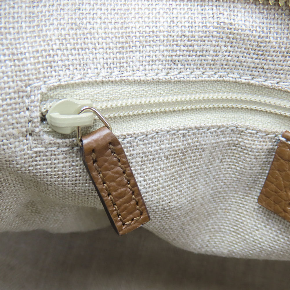 GUCCI Handbag 449241 Leather, GG canvas Brown Women Used