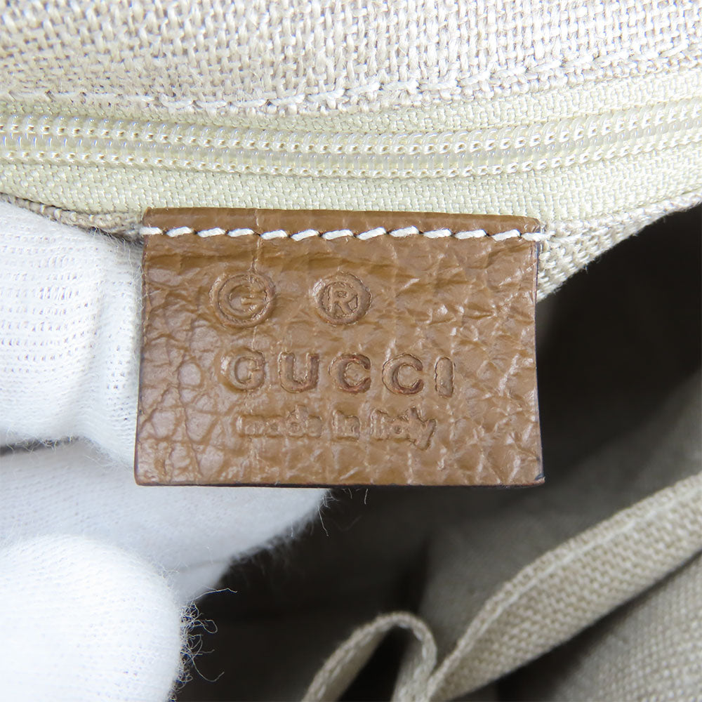 GUCCI Handbag 449241 Leather, GG canvas Brown Women Used
