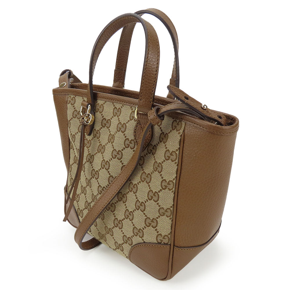 GUCCI Handbag 449241 Leather, GG canvas Brown Women Used