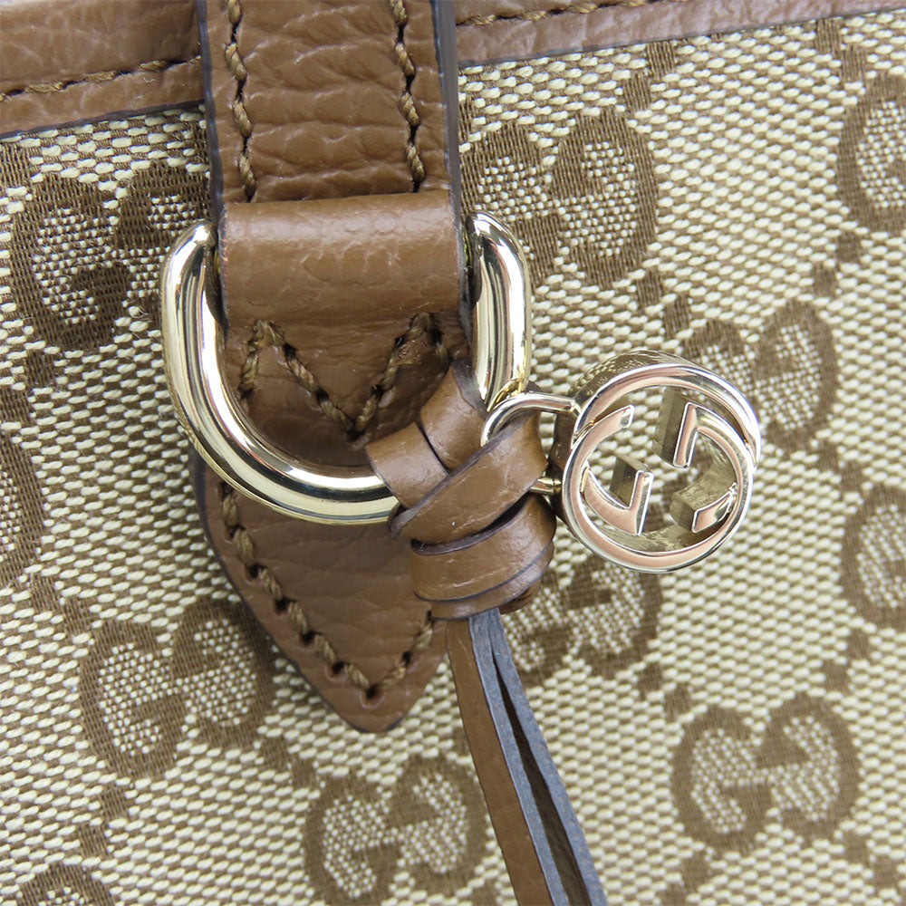 GUCCI Handbag 449241 Leather, GG canvas Brown Women Used