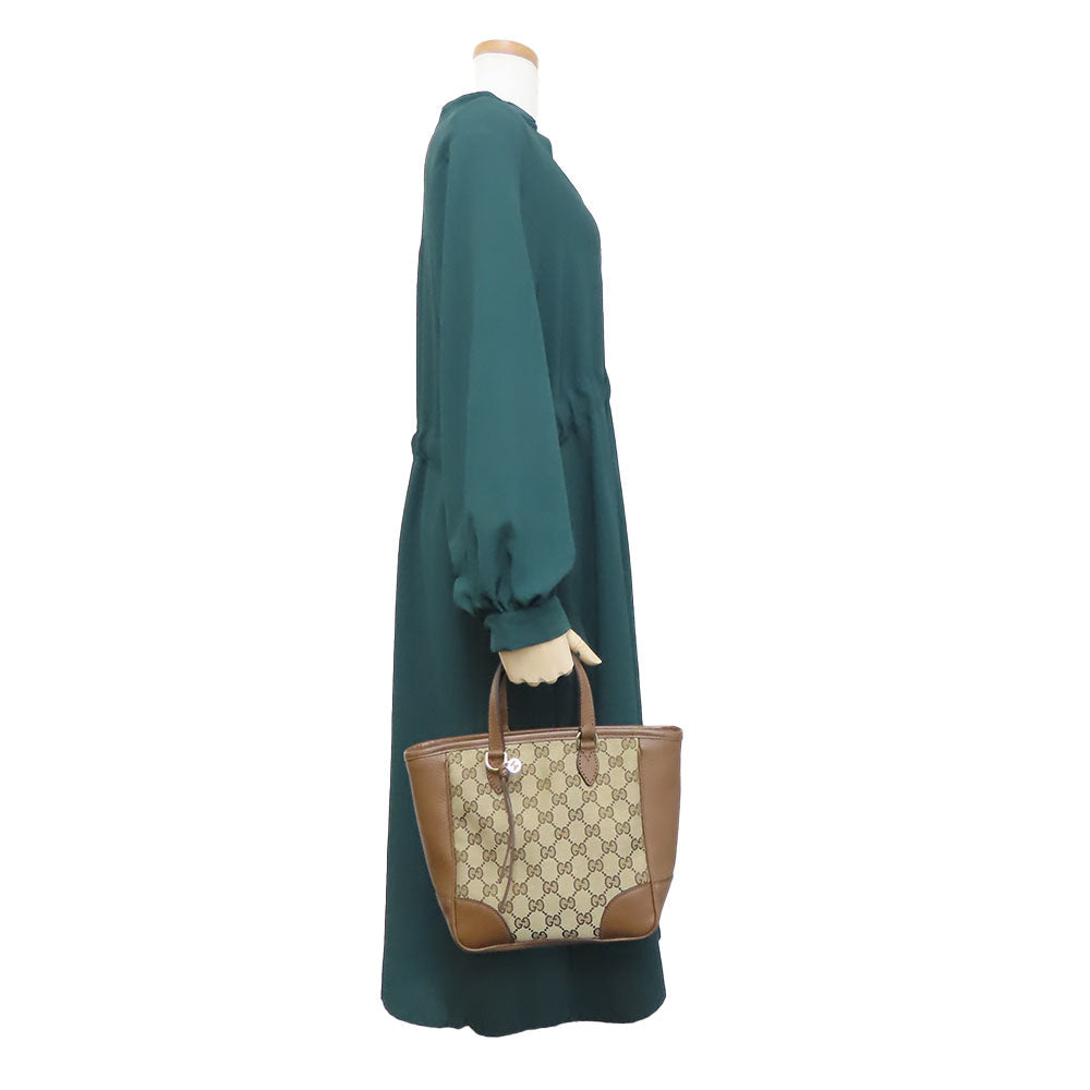 GUCCI Handbag 449241 Leather, GG canvas Brown Women Used