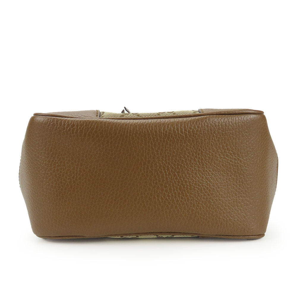 GUCCI Handbag 449241 Leather, GG canvas Brown Women Used