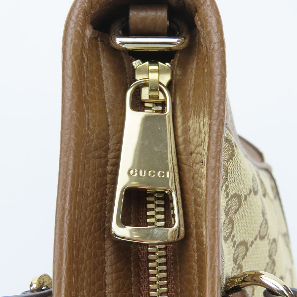 GUCCI Handbag 449241 Leather, GG canvas Brown Women Used