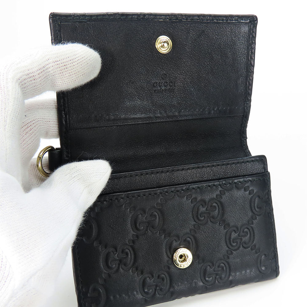 GUCCI Card Case 323401 Sima leather black unisex(Unisex) Used