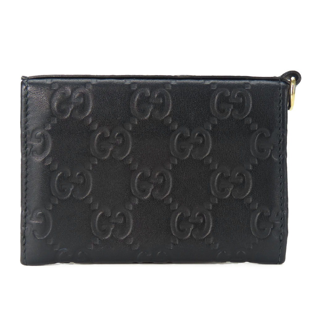GUCCI Card Case 323401 Sima leather black unisex(Unisex) Used