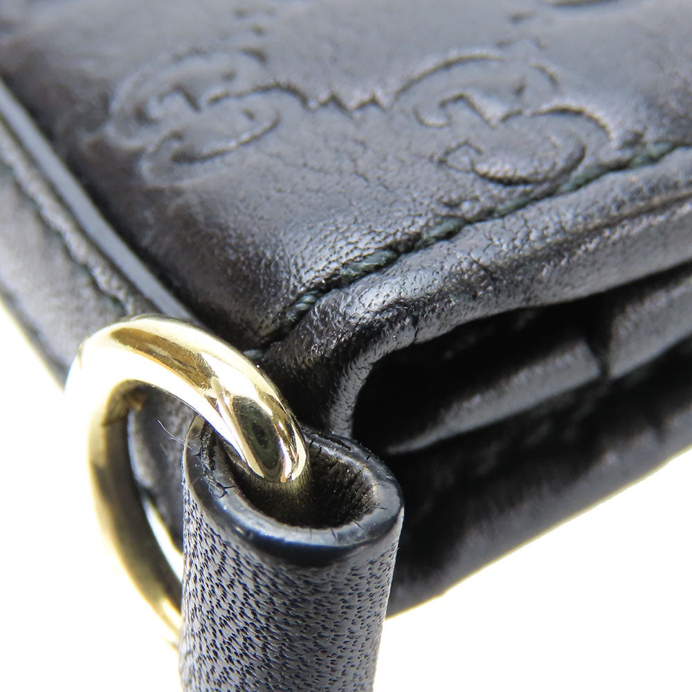 GUCCI Card Case 323401 Sima leather black unisex(Unisex) Used