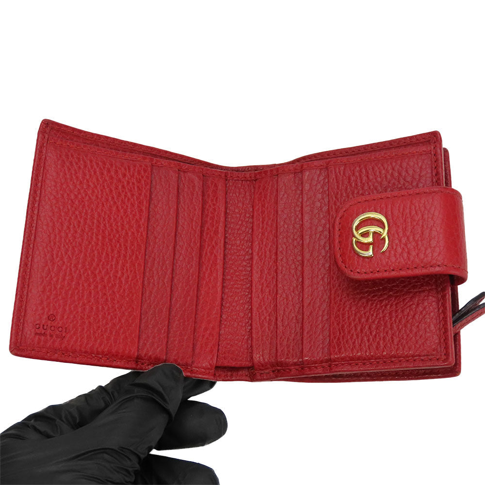 GUCCI Bifold Wallet 523193 leather Red GG Marmont Women Used