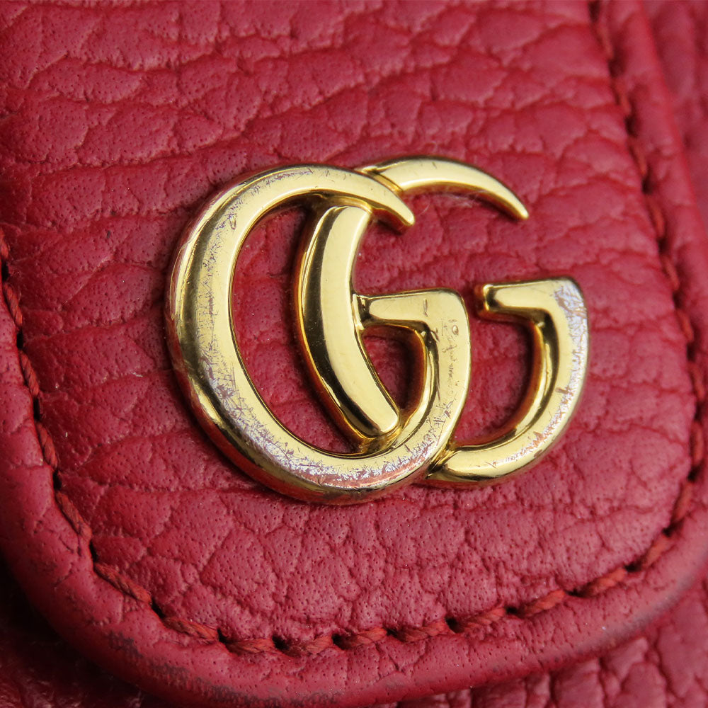 GUCCI Bifold Wallet 523193 leather Red GG Marmont Women Used