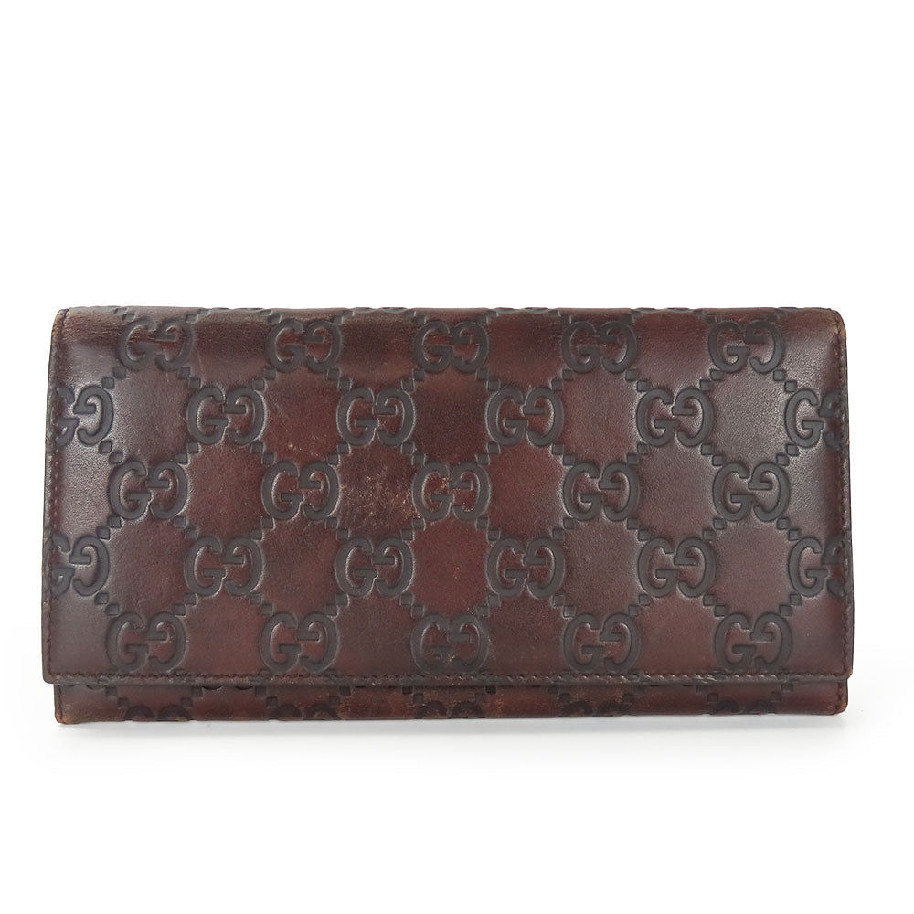 GUCCI Bifold Wallet 146229 Sima leather Dark brown Women Used