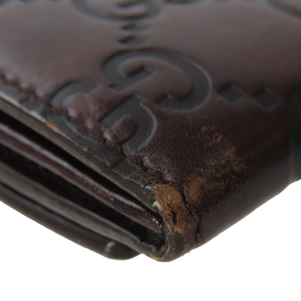 GUCCI Bifold Wallet 146229 Sima leather Dark brown Women Used