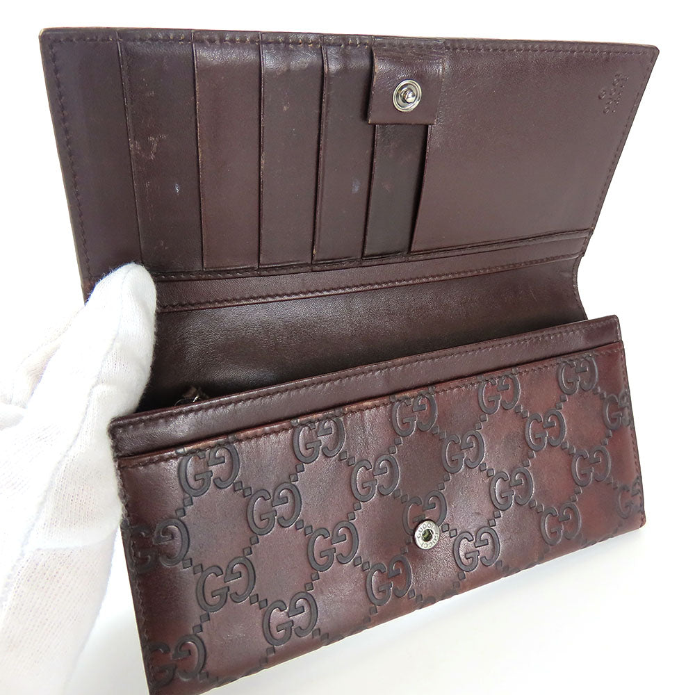 GUCCI Bifold Wallet 146229 Sima leather Dark brown Women Used