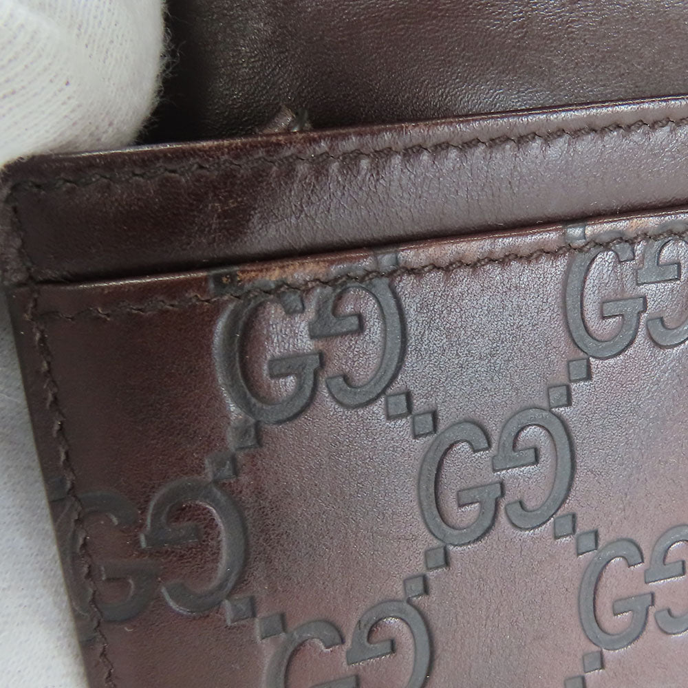 GUCCI Bifold Wallet 146229 Sima leather Dark brown Women Used