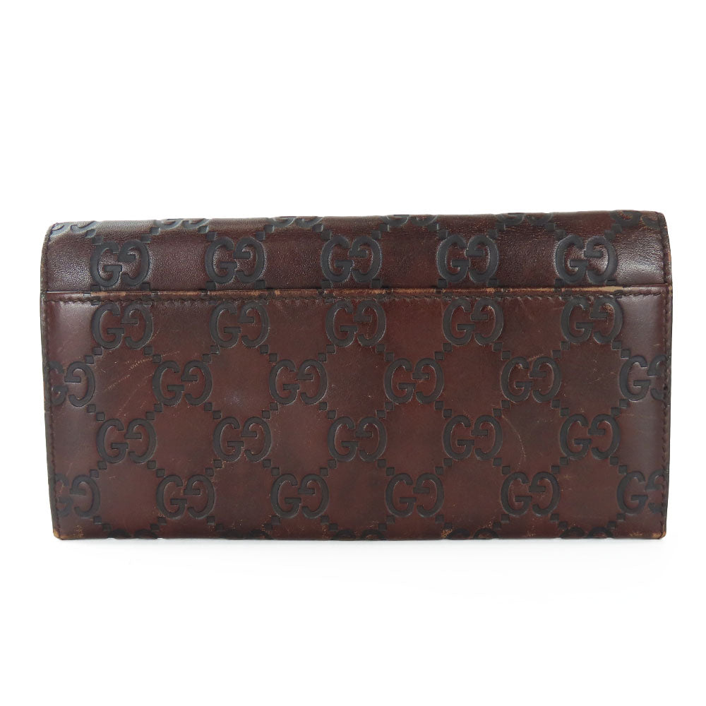 GUCCI Bifold Wallet 146229 Sima leather Dark brown Women Used