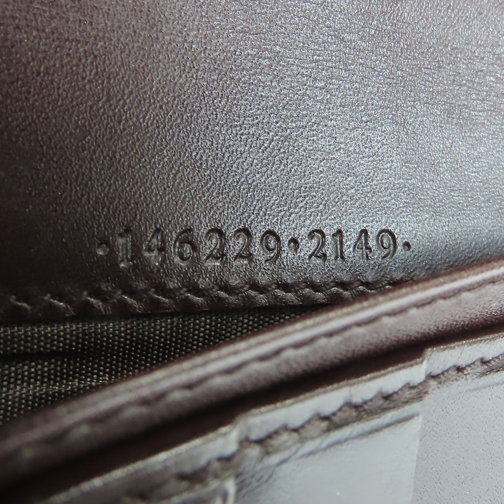 GUCCI Bifold Wallet 146229 Sima leather Dark brown Women Used