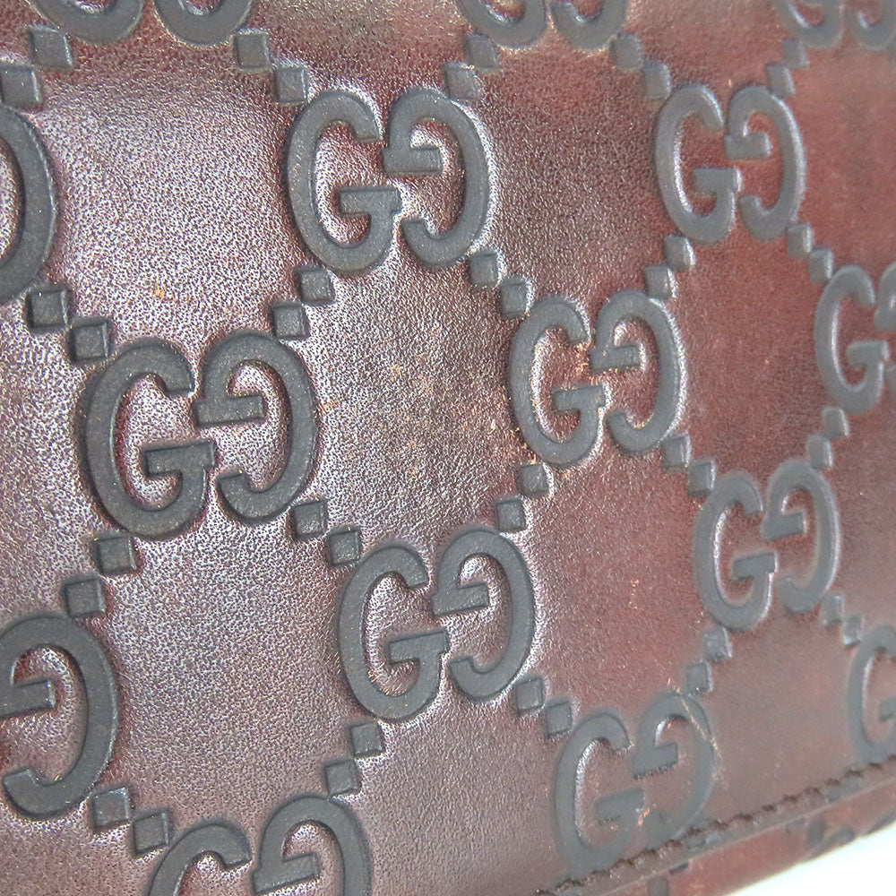 GUCCI Bifold Wallet 146229 Sima leather Dark brown Women Used