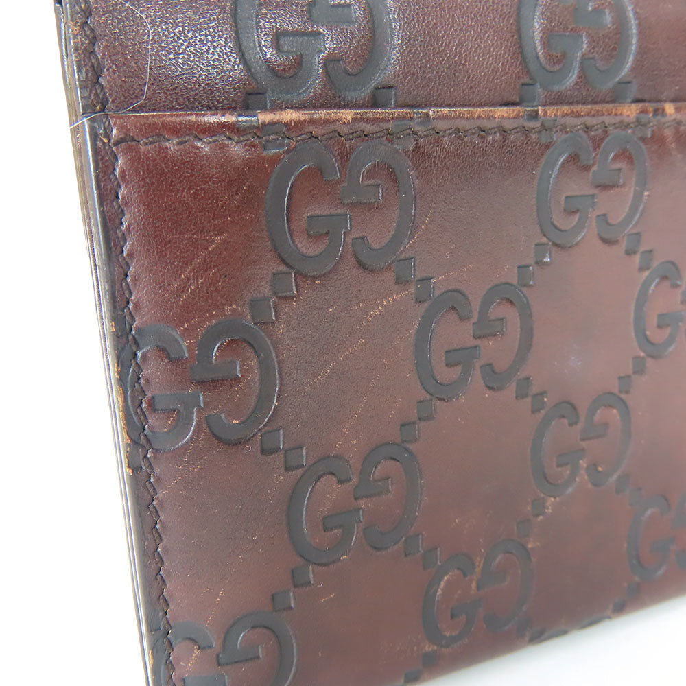 GUCCI Bifold Wallet 146229 Sima leather Dark brown Women Used