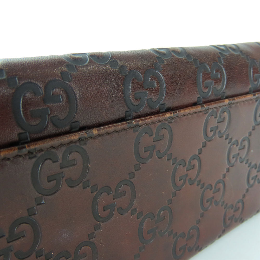 GUCCI Bifold Wallet 146229 Sima leather Dark brown Women Used