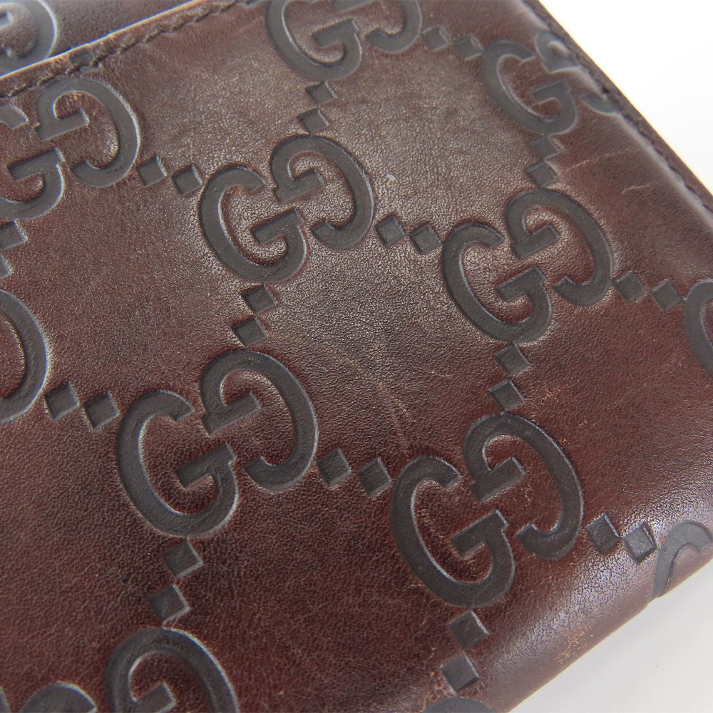 GUCCI Bifold Wallet 146229 Sima leather Dark brown Women Used